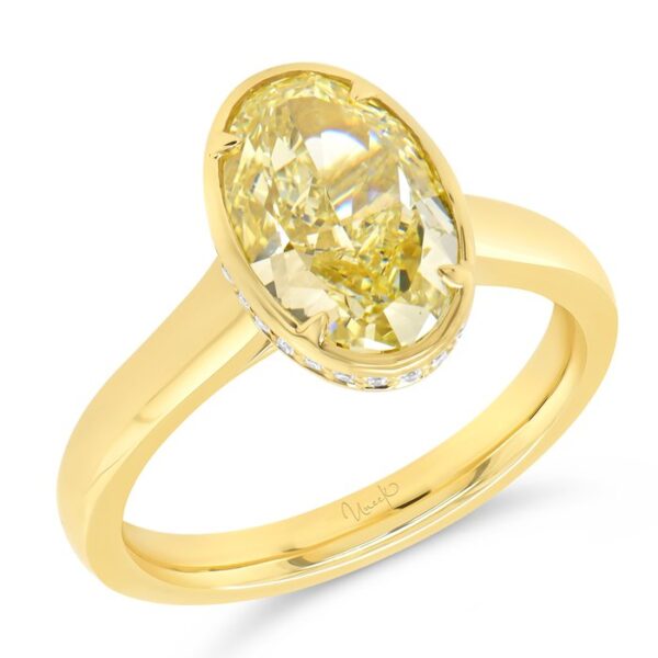 Solitaire Oval Shaped Fancy Yellow Diamond Engagement Ring