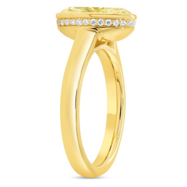 Solitaire Oval Shaped Fancy Yellow Diamond Engagement Ring - Image 2