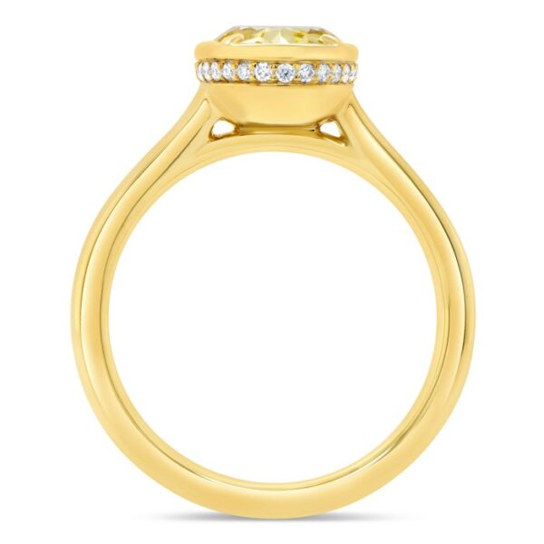 Solitaire Oval Shaped Fancy Yellow Diamond Engagement Ring - Image 3