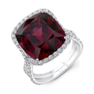 Halo Elongated Cushion Cut Green Tourmaline Fashion Ring