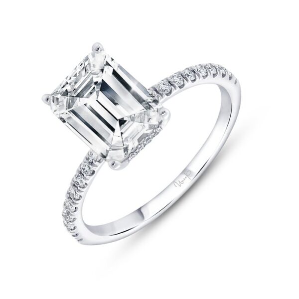 Under-Halo Emerald Cut Engagement Ring