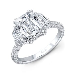 Three-Stone Radiant Diamond Engagement Ring