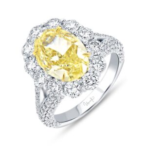 Halo Oval Shaped Yellow Diamond Engagement Ring