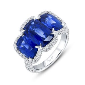 Halo Cushion Cut Blue Sapphire Engagement Ring