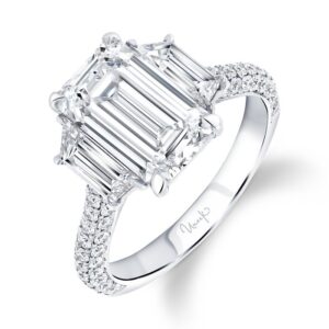 Three-Stone Emerald Cut Diamond Engagement Ring