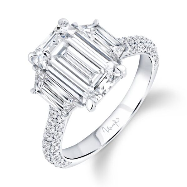 Three-Stone Emerald Cut Diamond Engagement Ring