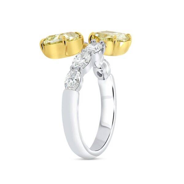 Bypass Cushion Cut Fancy Yellow Diamond Anniversary Ring - Image 2
