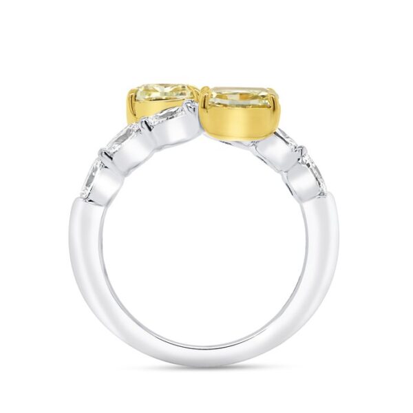 Bypass Cushion Cut Fancy Yellow Diamond Anniversary Ring - Image 3