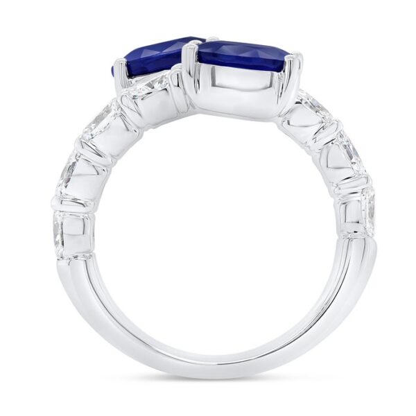 Bypass Oval Shaped Blue Sapphire Anniversary Ring - Image 3
