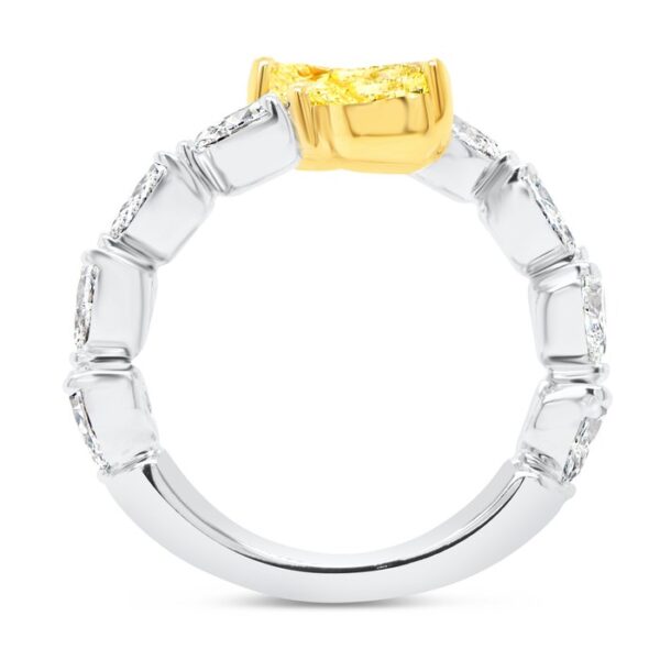 Bypass Pear Shaped Fancy Yellow Diamond Anniversary Ring - Image 3