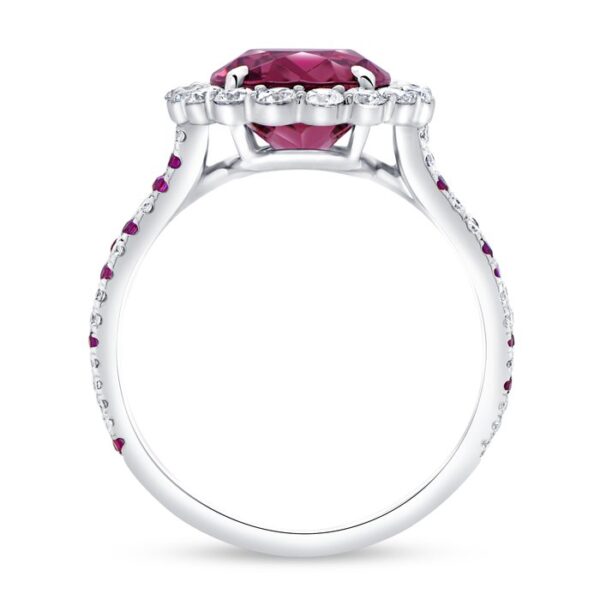 Halo Oval Shaped Pink Tourmaline Engagement Ring - Image 3