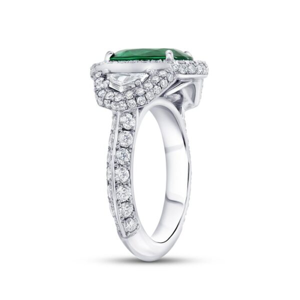 Halo Oval Shaped Green Diamond Engagement Ring - Image 2