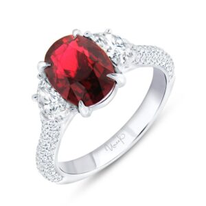 3-Sided Oval Shaped Ruby Engagement Ring