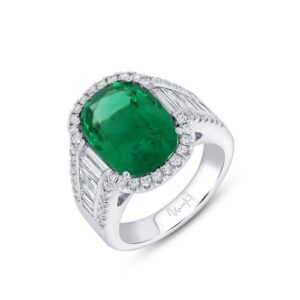 Halo Cushion Cut Emerald Engagement Ring