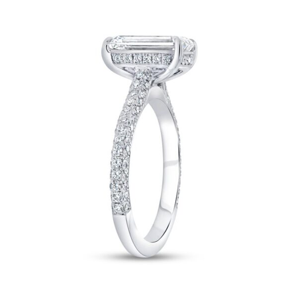 Under-Halo Emerald Cut Diamond Engagement Ring - Image 2
