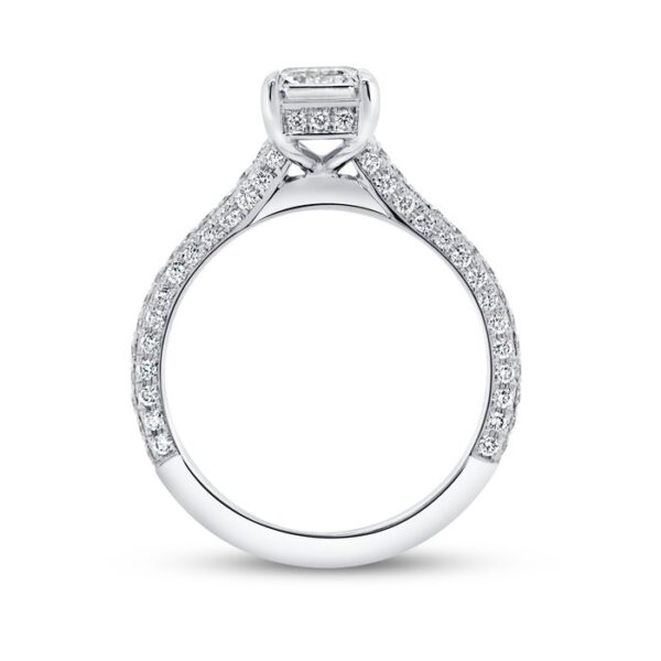 Under-Halo Emerald Cut Diamond Engagement Ring - Image 3