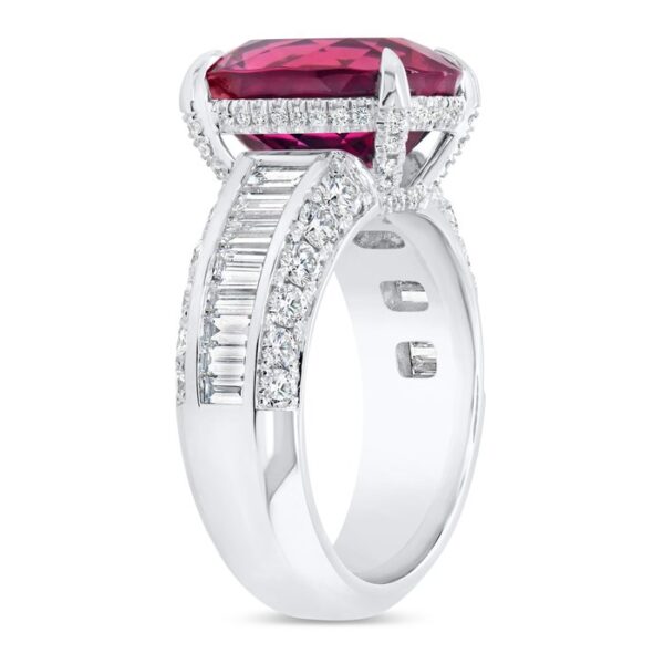 Solitaire Oval Shaped Rubellite Anniversary Ring - Image 2