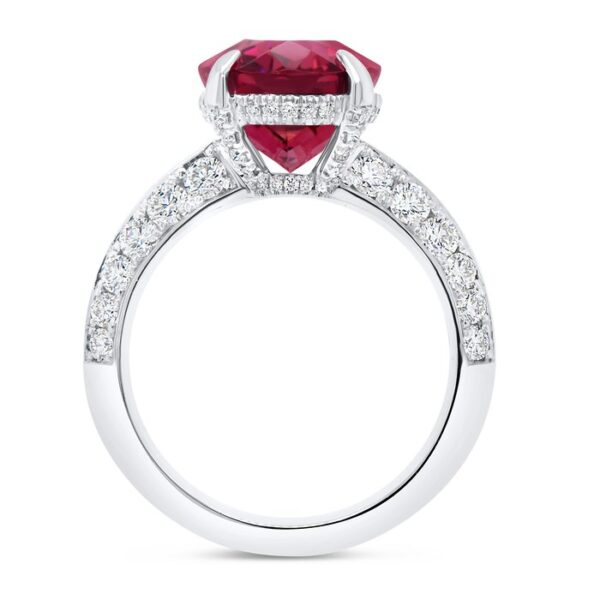 Solitaire Oval Shaped Rubellite Anniversary Ring - Image 3