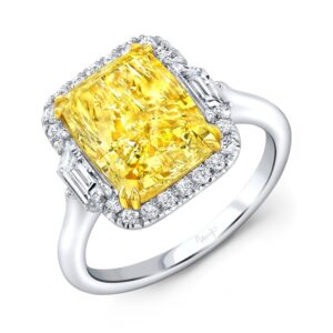 Halo Cushion Cut Yellow Diamond Engagement Ring