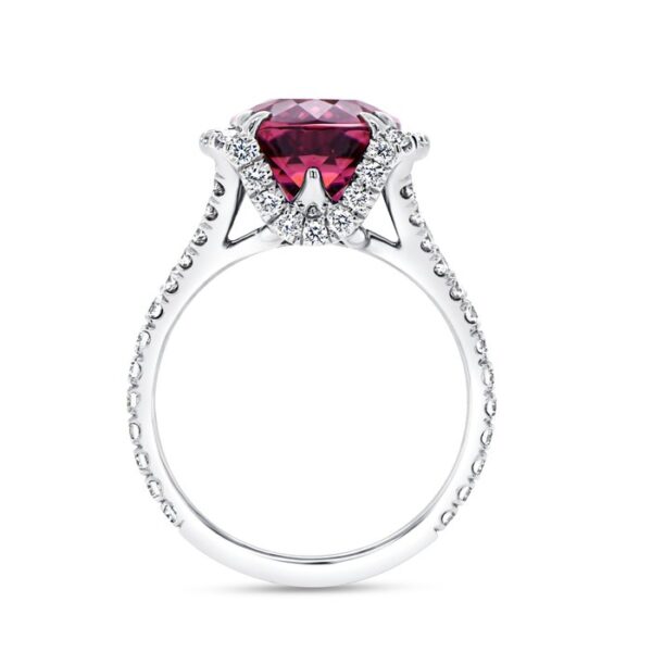Halo Cushion Cut Rubellite Engagement Ring - Image 3