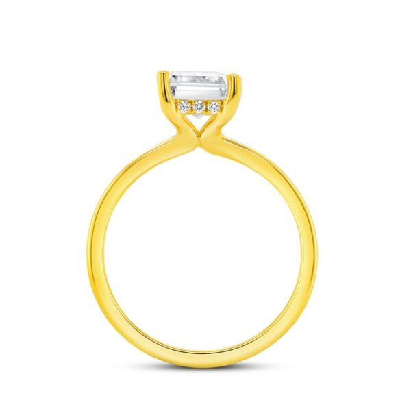 Under-Halo Emerald Cut Diamond Engagement Ring - Image 3