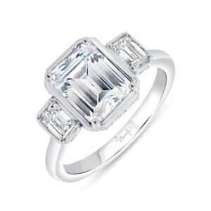 Three-Stone Emerald Cut Engagement Ring