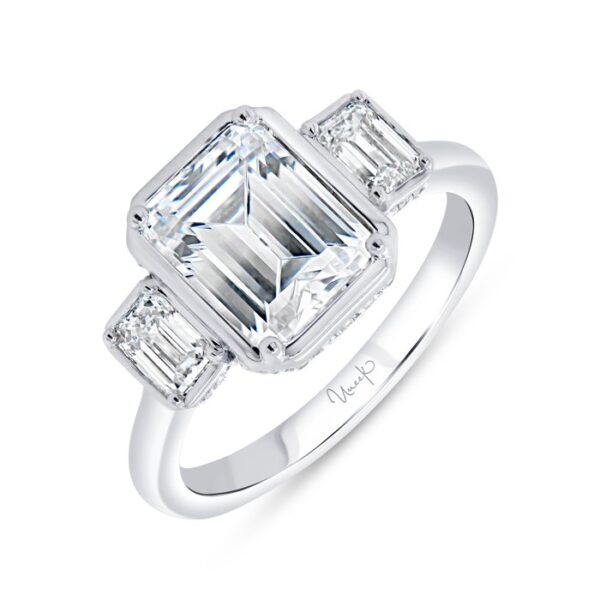 Three-Stone Emerald Cut Engagement Ring