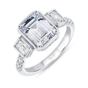Three-Stone Emerald Cut Engagement Ring