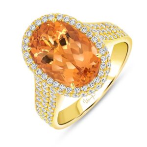 Halo Oval Shaped Topaz Engagement Ring