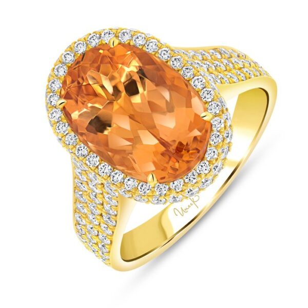 Halo Oval Shaped Topaz Engagement Ring