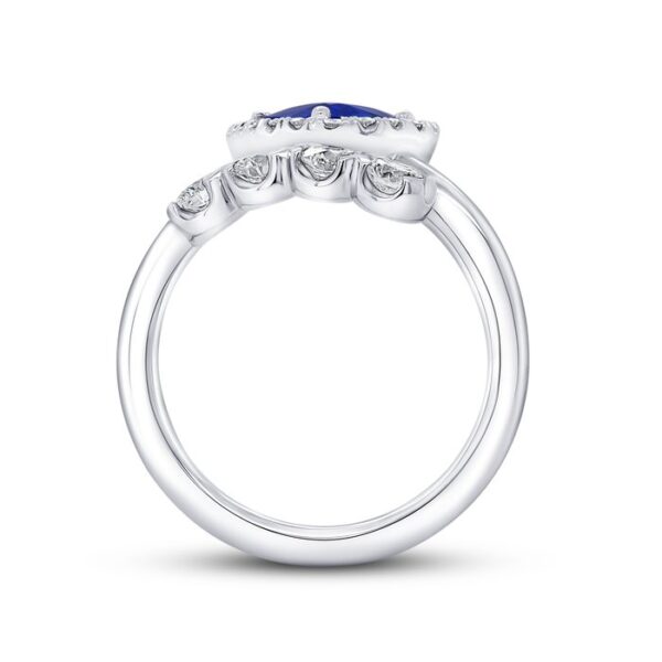 Bypass Pear Shaped Blue Sapphire Anniversary Ring - Image 3