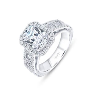 Halo Emerald Cut Engagement Ring