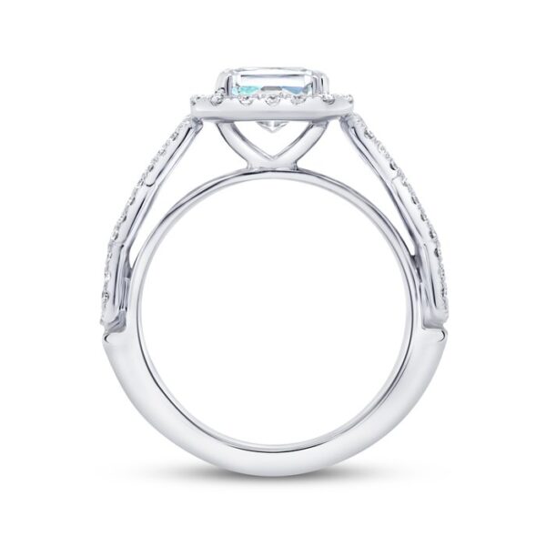 Halo Emerald Cut Engagement Ring - Image 3