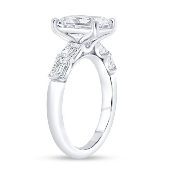 Straight Emerald Cut Engagement Ring - Image 3