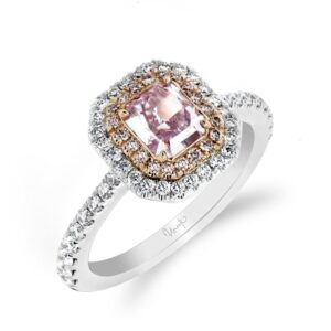 Double-Halo Radiant Pink Diamond Engagement Ring