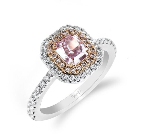 Double-Halo Radiant Pink Diamond Engagement Ring