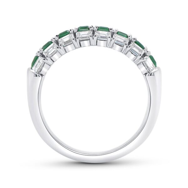 3-Row Emerald Cut Green Diamond Anniversary Ring - Image 3