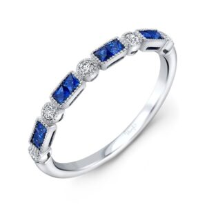1-Row Princess Cut Blue Sapphire Fashion Ring