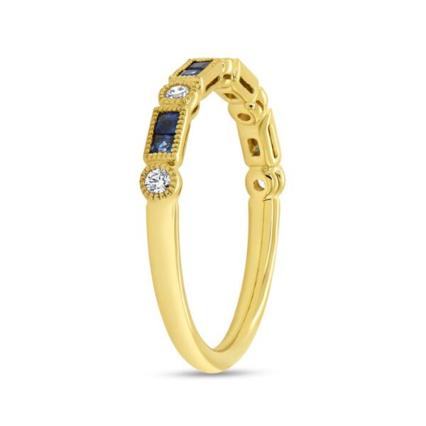 1-Row Princess Cut Blue Sapphire Fashion Ring - Image 2