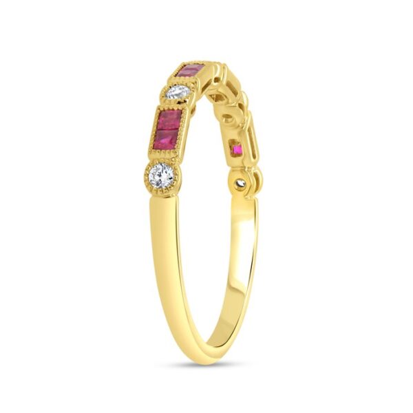 1-Row Princess Cut Ruby Fashion Ring - Image 2