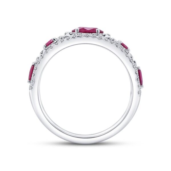 5-Stone-Halo Oval Shaped Ruby Fashion Ring - Image 3