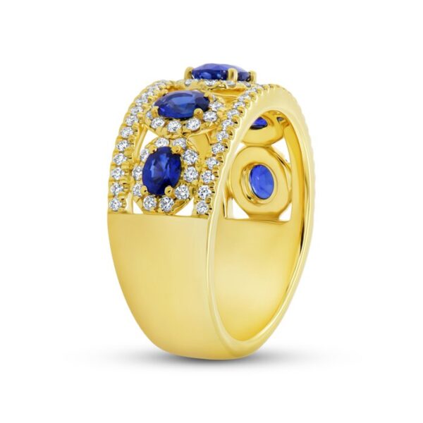 5-Stone-Halo Oval Shaped Blue Sapphire Fashion Ring - Image 2