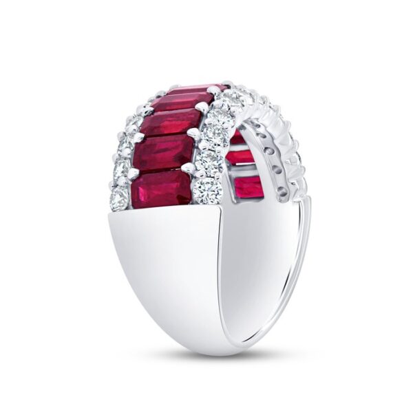 3-Row Emerald Cut Ruby Anniversary Ring - Image 2