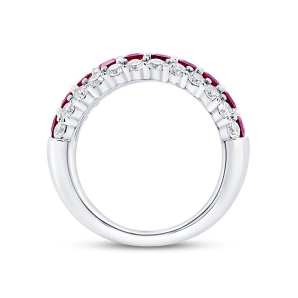 3-Row Emerald Cut Ruby Anniversary Ring - Image 3