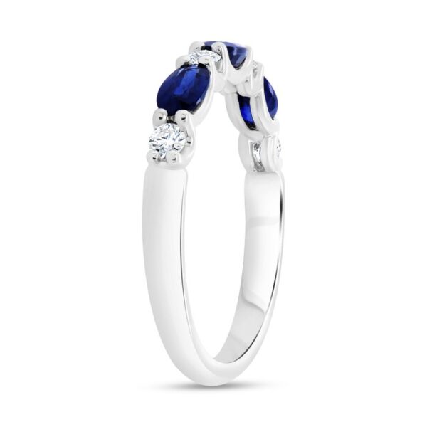 1-Row Oval Shaped Blue Sapphire Fashion Ring - Image 2