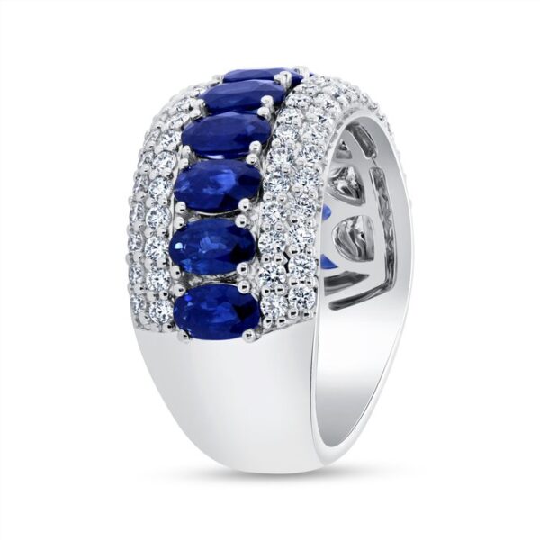 Multi-Row Oval Shaped Blue Sapphire Anniversary Ring - Image 2