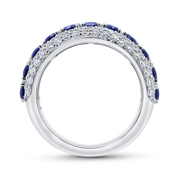 Multi-Row Oval Shaped Blue Sapphire Anniversary Ring - Image 3
