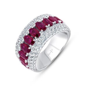 Multi-Row Oval Shaped Ruby Anniversary Ring