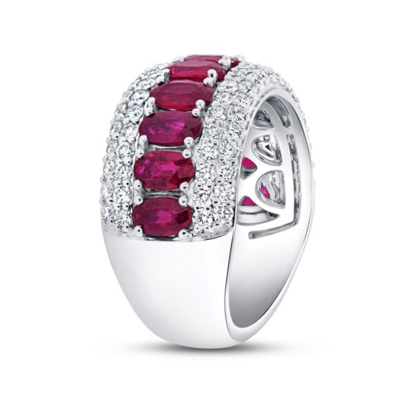 Multi-Row Oval Shaped Ruby Anniversary Ring - Image 2