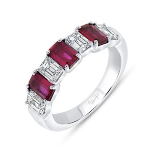 Seven-Stone Emerald Cut Ruby Anniversary Ring